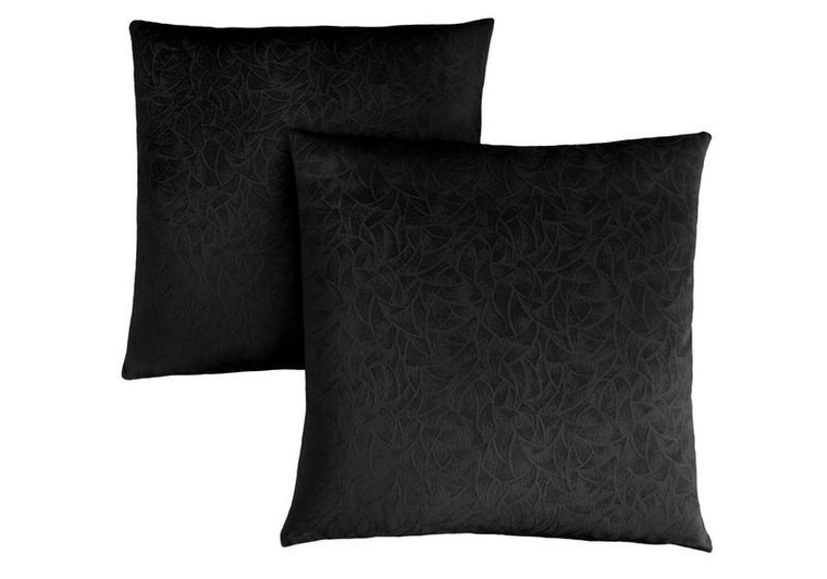 Black Floral Velvet Pillow - 18" x 18" ( Set of 2 ) I 9267