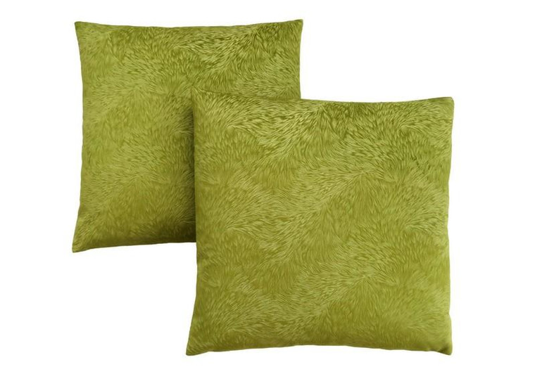 Lime Green Feathered Velvet Pillow - 18" x 18" ( Set of 2 ) I 9329