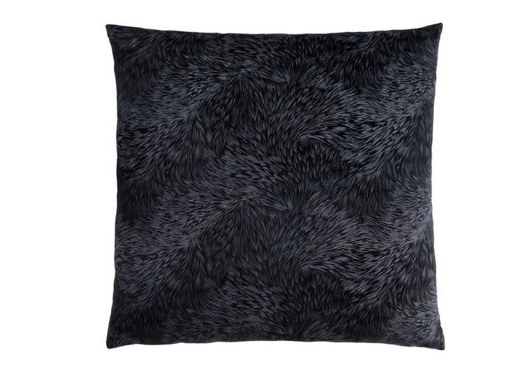 Black Feathered Velvet Pillow - 18" x 18" I 9332