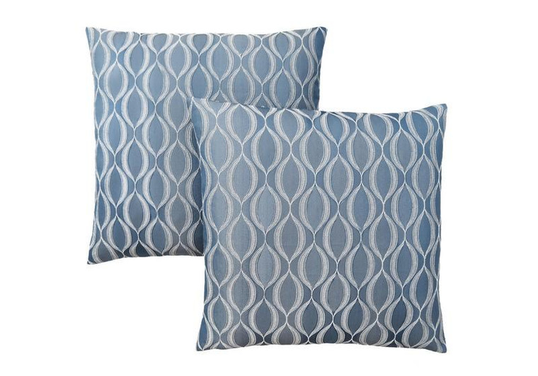 Blue Wave Pattern Pillow - 18" x 18" ( Set of 2 ) I 9349