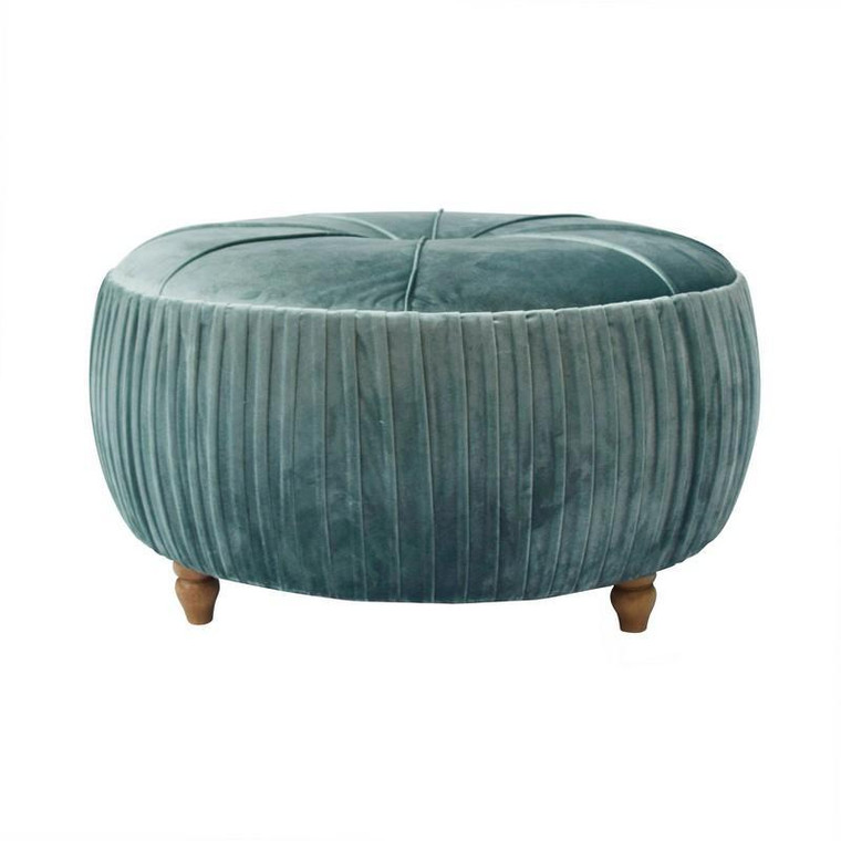 Helena Velvet Round Ottoman 1600007-185 By New Pacific Direct