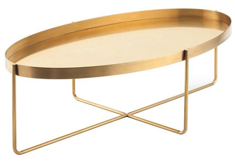 Nuevo Modern Gold Steel Oval Gaultier Coffee Table HGDE130