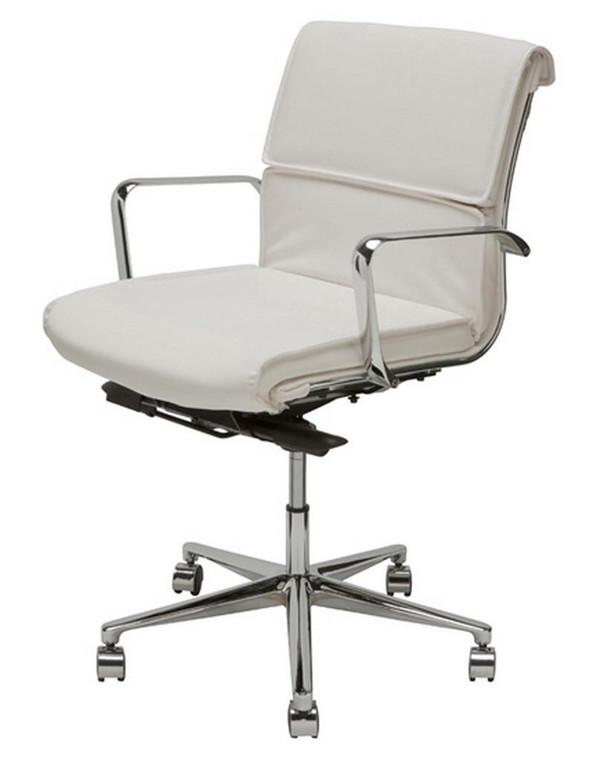 Nuevo Contemporary White Nauga Rectangle Lucia Office Chair HGJL287