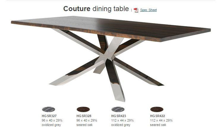 Nuevo Traditional Oxidized Gray 96 Inch Couture Dining Table HGSR327
