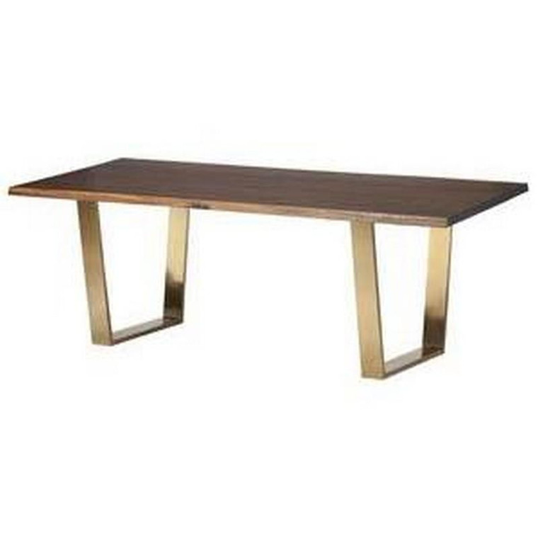 Seared Oak Brushed Gold Stainless 78in. Versaille Dining Table HGSR484