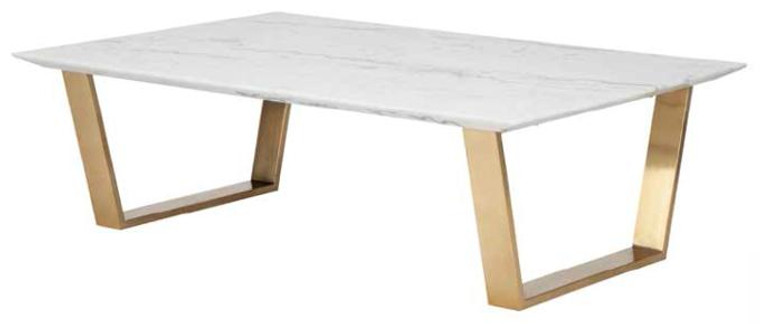 White Marble & Brushed Gold Stainless Catrine Coffee Table HGSX140