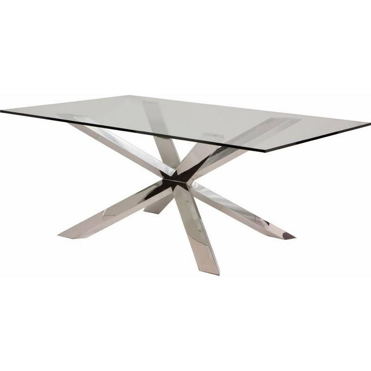 Nuevo Traditional Chrome Steel Rectangle Couture Dining Table HGSX158