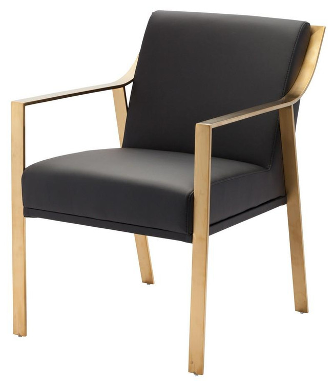 Nuevo Black Brushed Gold Stainless Valentine Dining Armchair HGTB321