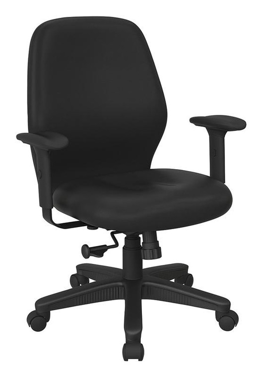 Office Star Mid Back 2-To-1 Synchro Tilt Chair In Dillon Black Fabric 3121-R107
