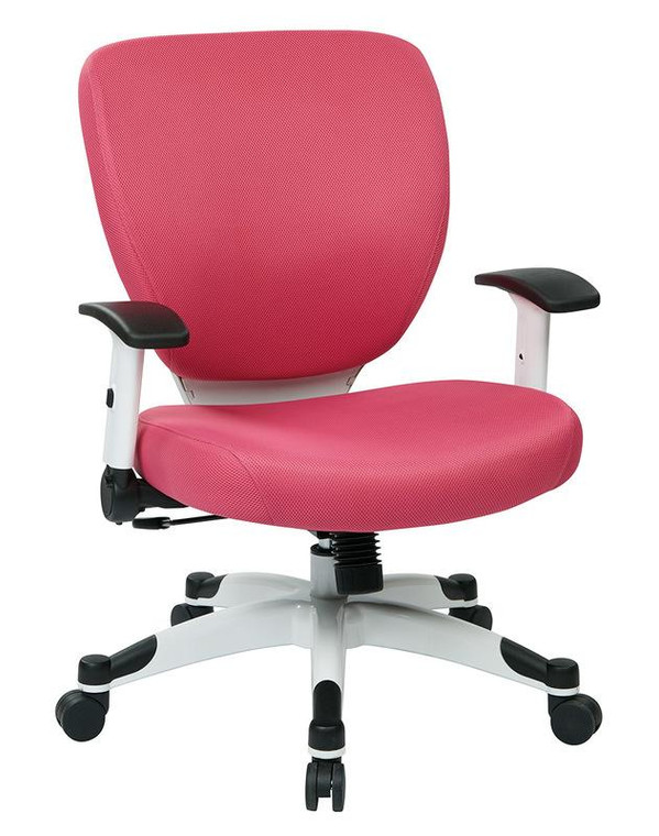 Office Star White Frame Managers Chair With Padded Mesh Seat- Pink 5200W-261