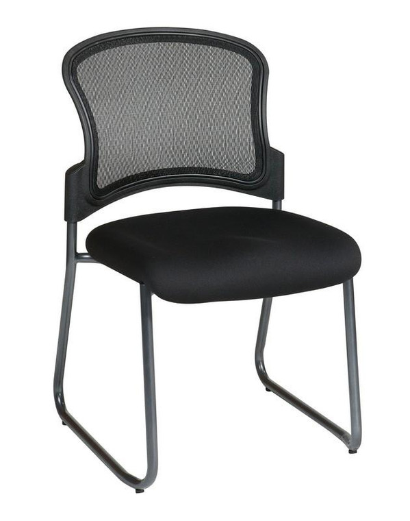 Office Star Titanium Black Visitors Chair With Progrid Back And Sled Base 86725-30