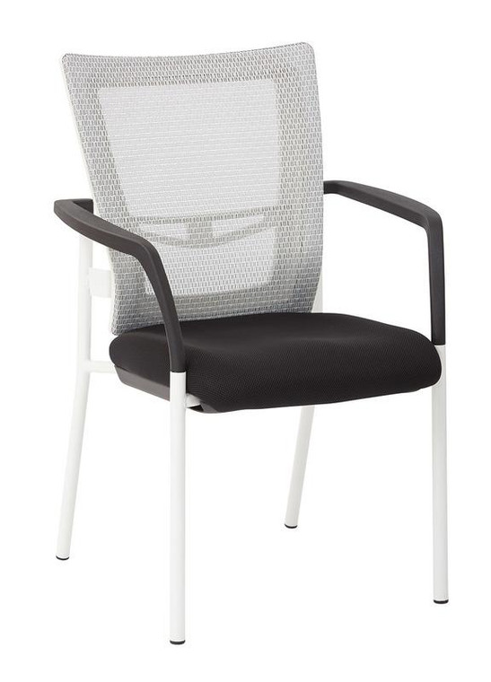 Office Star White Progrid Mesh Back W/ Padded Black Fabric Seat Visitors Chair 8810W-3M
