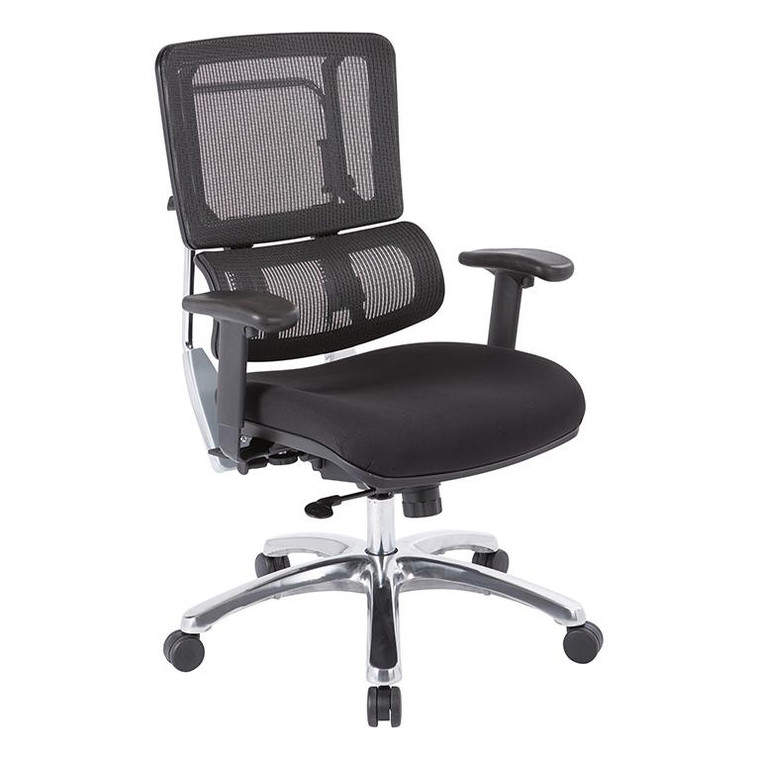 Office Star Vertical Black Mesh Back & Coal Black Fabric Seat Chair K/D