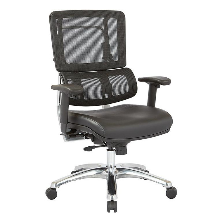Office Star Vertical Black Mesh Back & Dillon Black Fabric Seat Chair