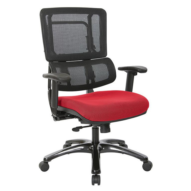 Best Office Star Vertical Black Mesh Back Chair W/ Shiny Black Base & Custom Fabric Seat
