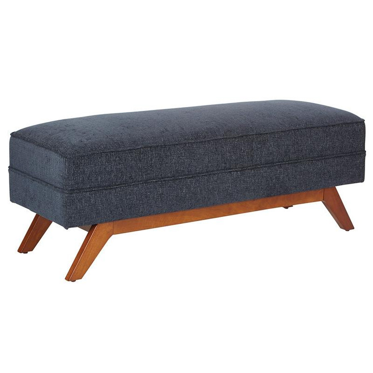 Office Star Beth Bench In Cush Navy Fabric With Amber Finished Legs BP-BTH-N17