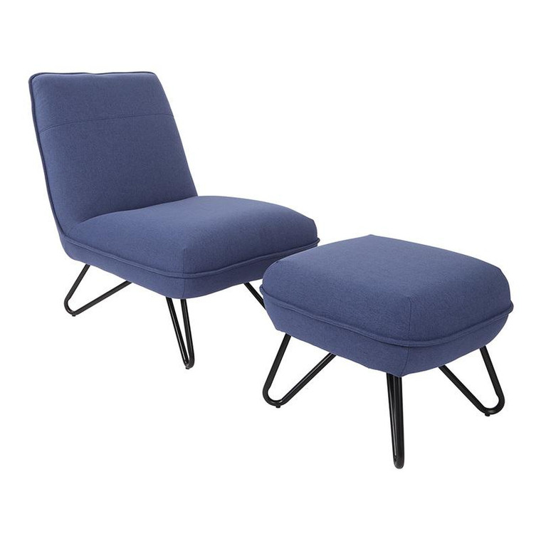 Office Star Cortina Chair And Ottoman In Navy With Black Legs COR51-FY19