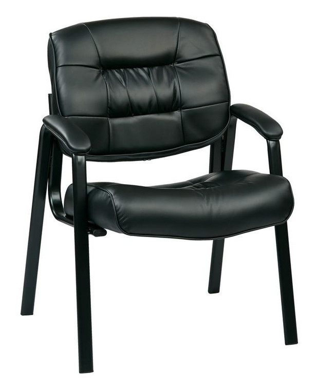 Office Star Black Bonded Leather Visitors Chair EC8124-EC3