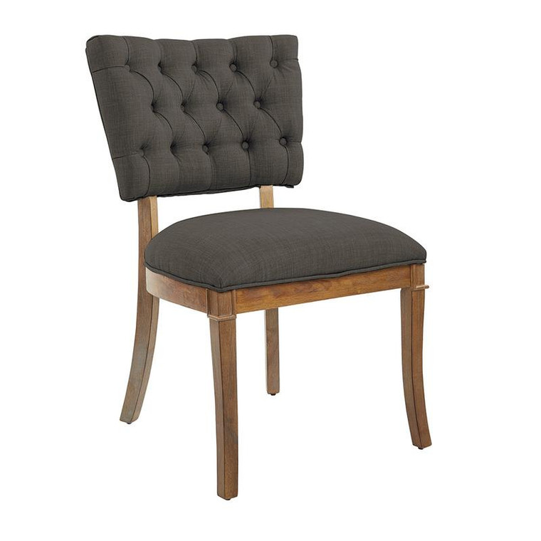 Office Star Emily Tufted Chair In Charcoal Fabric With Medium Brown Legs EML-L36