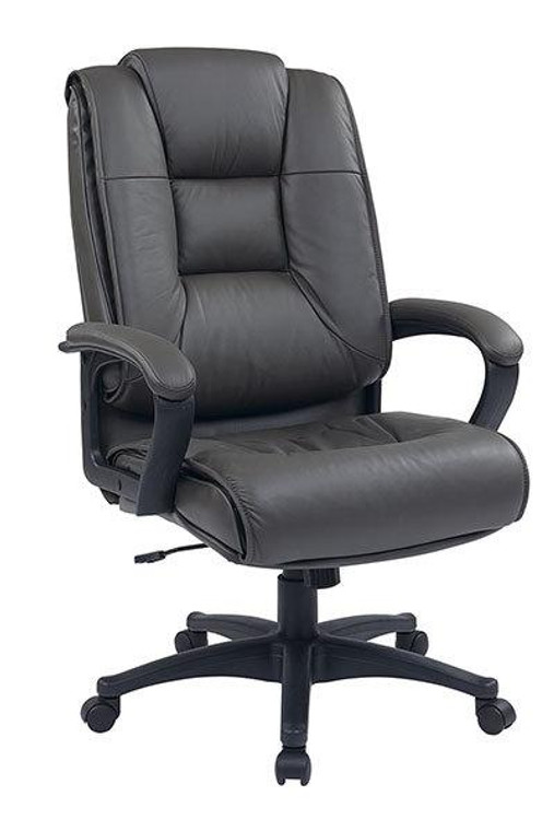 Office Star Deluxe Hi Back Executive Leather Chair w/ Padded Loop Arms EX5162-G12