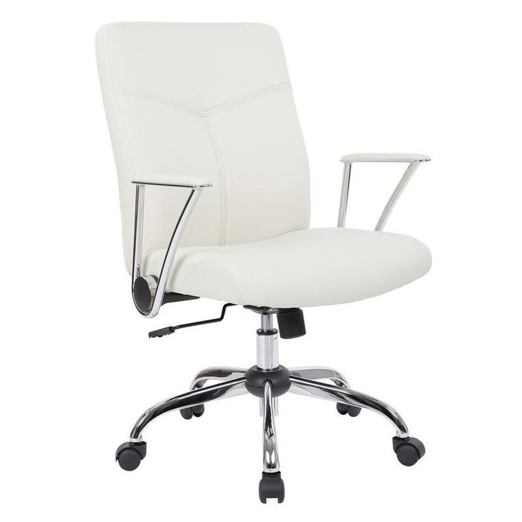 Office Star Faux Leather Chair In Cream With Chrome Base FL80287C-U28