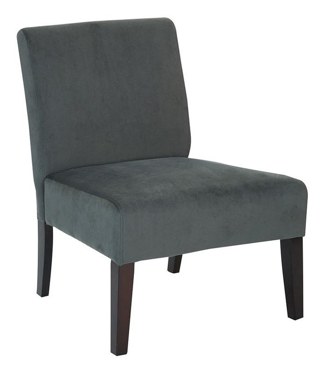 Office Star Laguna Chair In Graphite Velvet Fabric W/ Dark Espresso Legs LAG51-V16