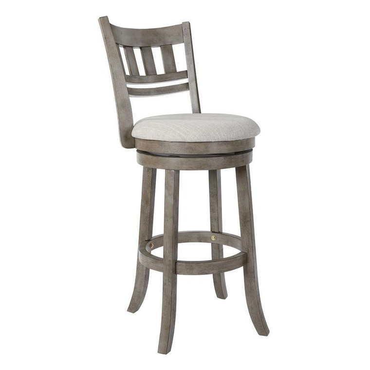 Office Star Swivel Stool 30" With Slatted Back In Antique Grey Finish MET12530-AG