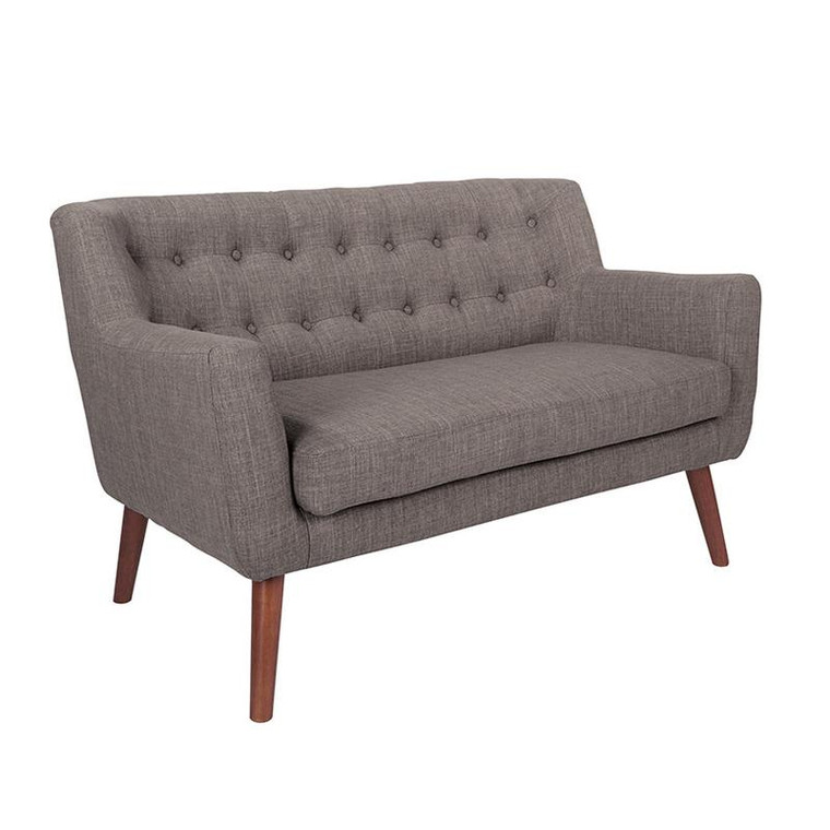Office Star Mill Lane Loveseat In Cement Fabric With Coffee Legs MLL52-M59