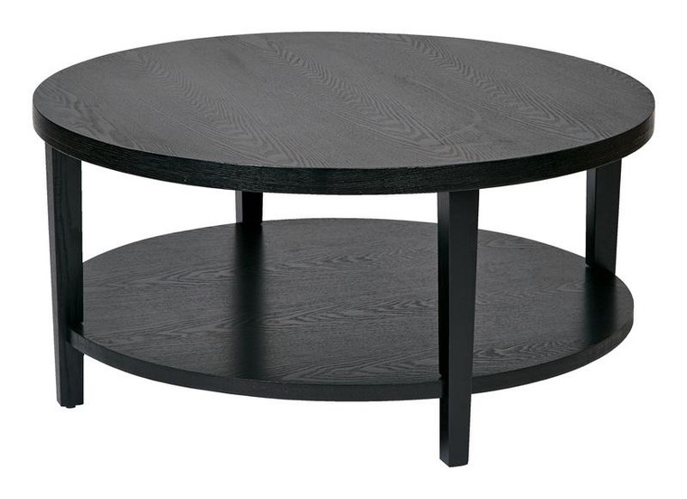 Office Star Ave Six Merge 36" Black Round Coffee Table MRG12-BK