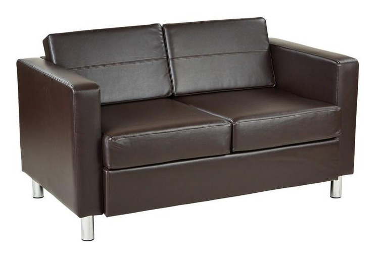 Office Star Pacific Easy Care Espresso Faux Leather Loveseat By Ave Six PAC52-V34