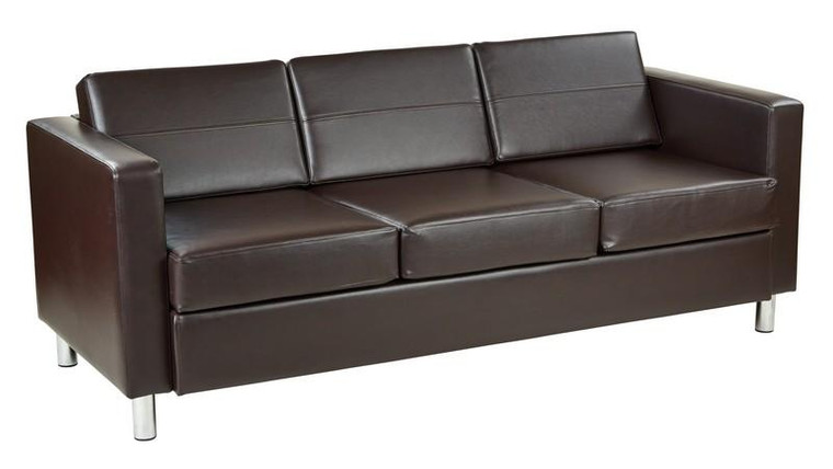 Office Star Pacific Easy-Care Espresso Faux Leather Sofa Couch PAC53-V34