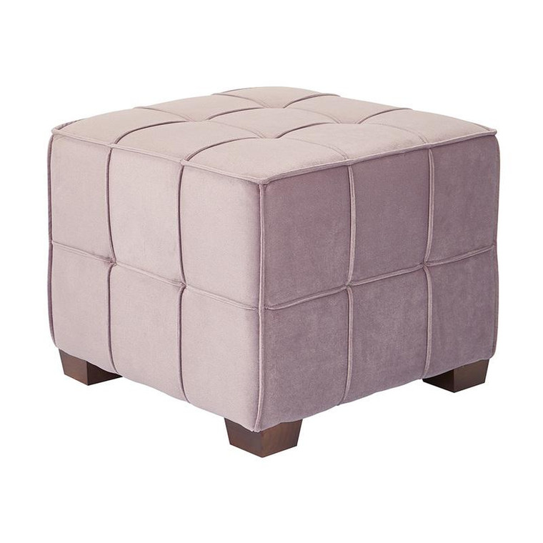 Office Star Sheldon Tufted Ottoman In Mauve Fabric W/ Coffee Finished Wooden Legs