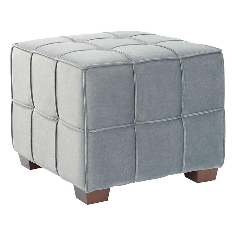 Office Star Sheldon Tufted Ottoman In Moonlite Fabric W/ Coffee Finished Wooden Legs