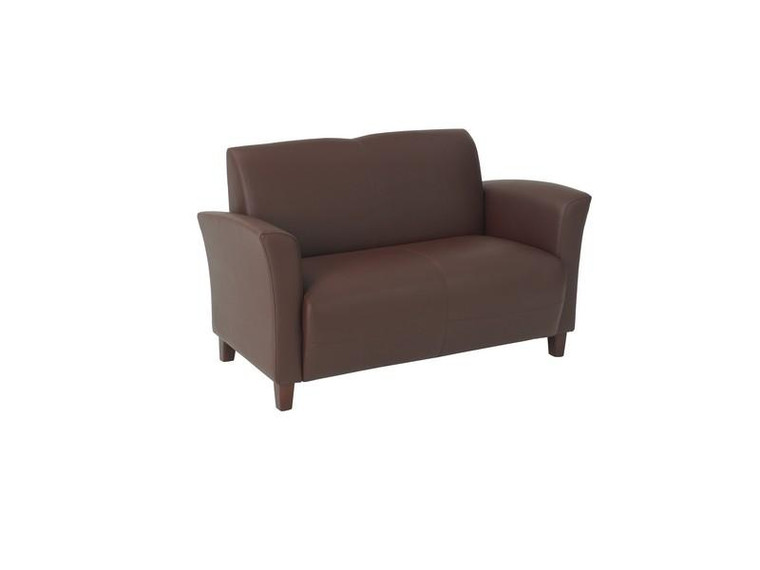 Office Star Wine Bonded Leather Loveseat With Cherry Legs SL2272EC6