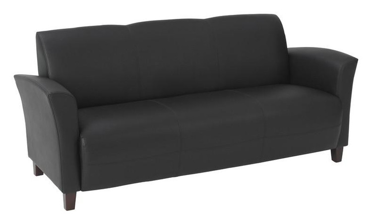 Office Star Black Bonded Leather Sofa With Cherry Legs SL2273EC3