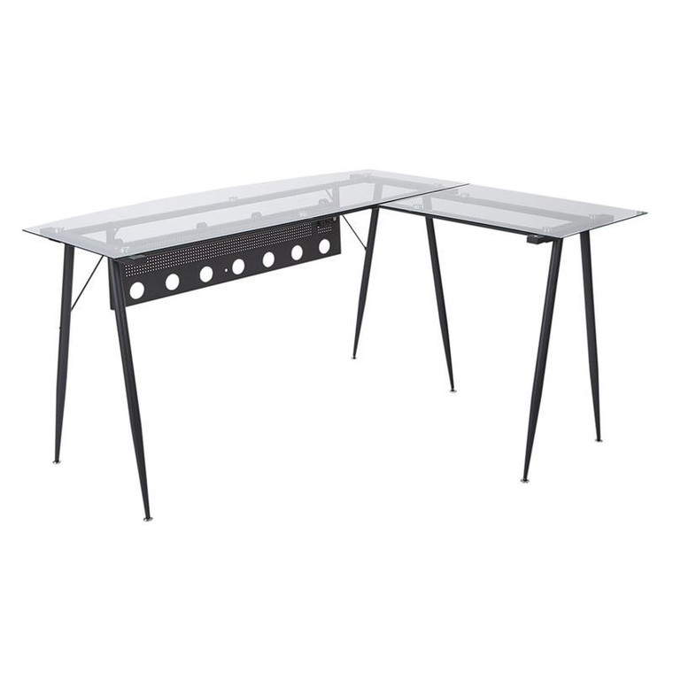 Office Star Trento Desk With Glass Top And Black Base TRND-BK