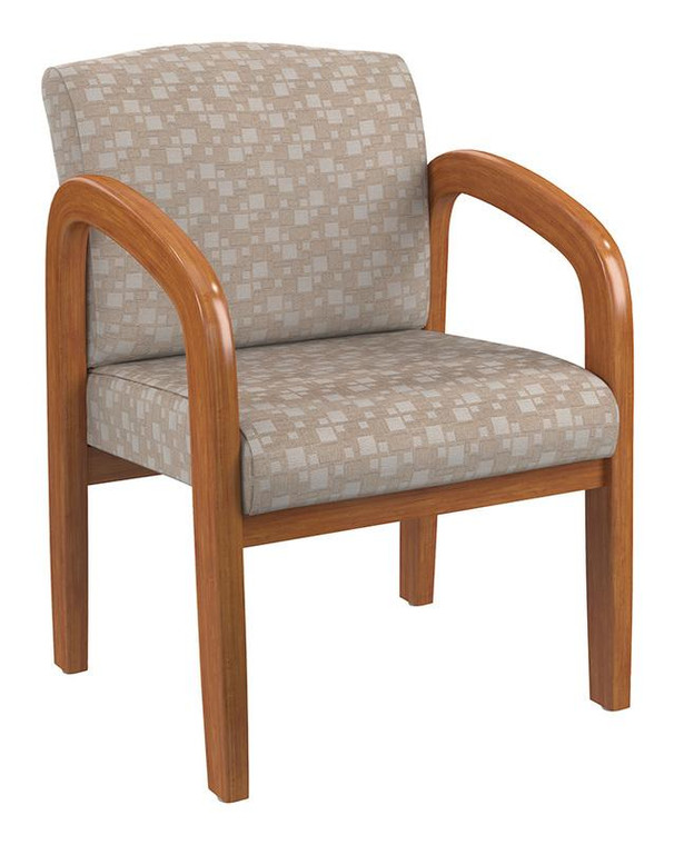 Office Star Medium Oak Finish Wood Visitor Chair In City Park Birch Fabric WD380-K106