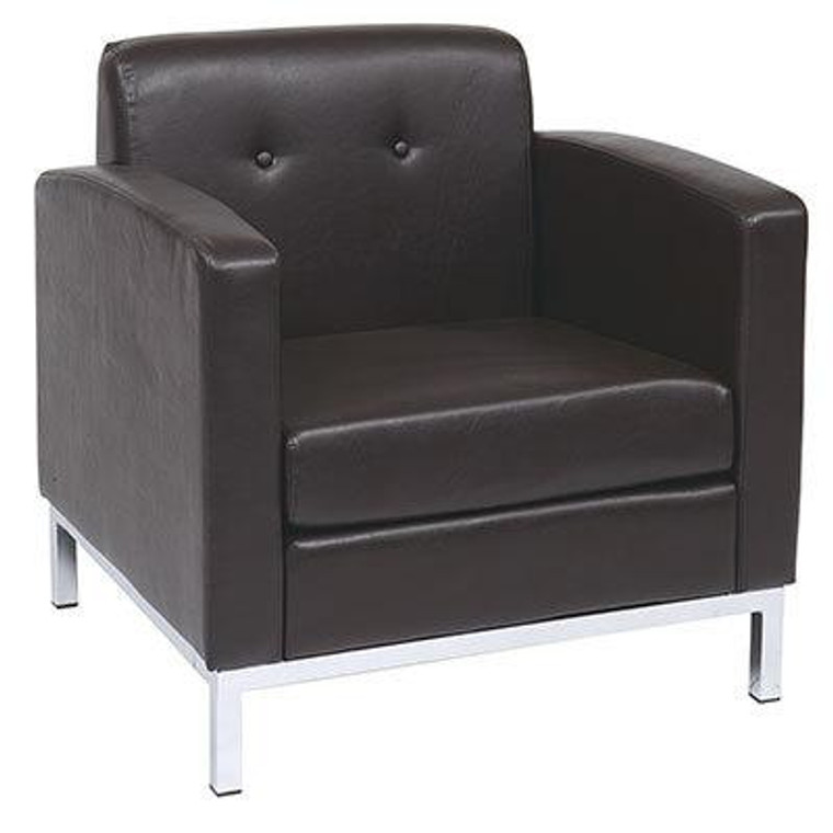 Office Star Wall Street Arm Chair In Espresso Faux Leather WST51A-E34
