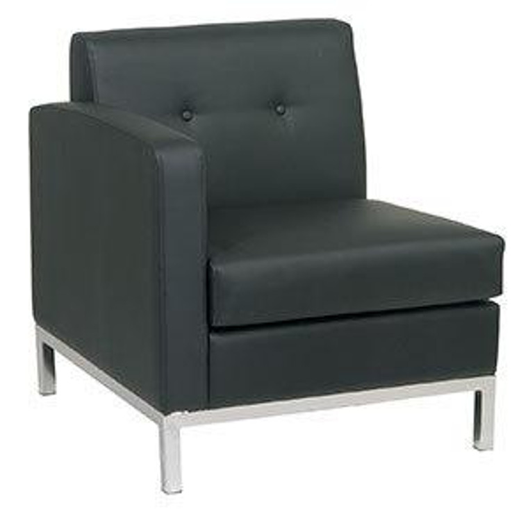Office Star Wall Street Left Side Arm Chair In Black Faux Leather WST51LF-B18