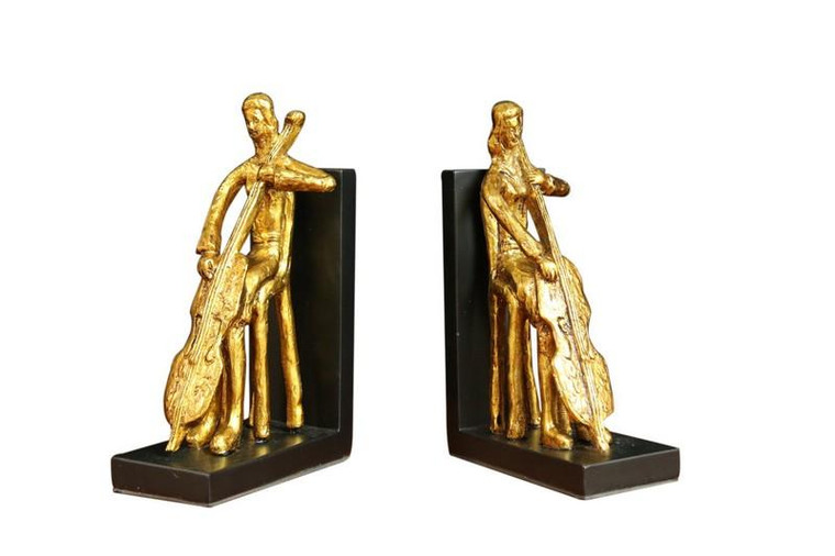 W8000-34 Oh! Trendy Golden Cello Player Bookends