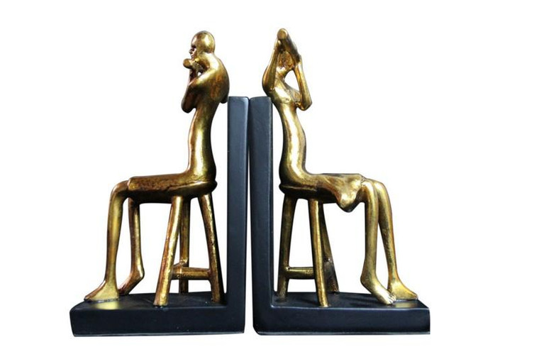 W8000-35 Oh! Trendy Vintage Golden Flute Player Bookends