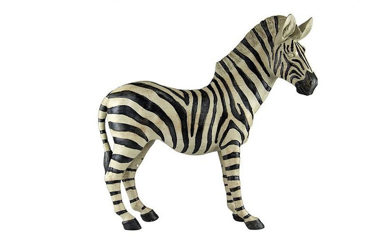 W8000-451 Oh! Trendy Wood Style Carved Zebra Statue - Small
