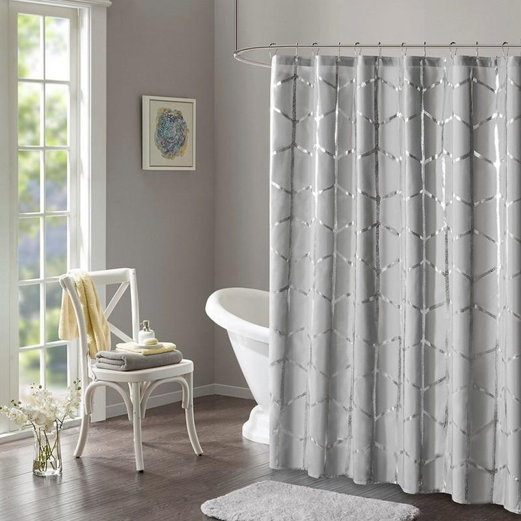 Intelligent Design Printed Metallic Shower Curtain -72X72" ID70-1292 By Olliix