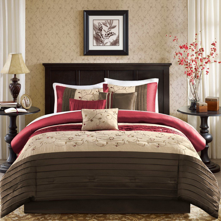Madison Park Serene Embroidered 7 Piece Comforter Set -Queen MP10-307 By Olliix
