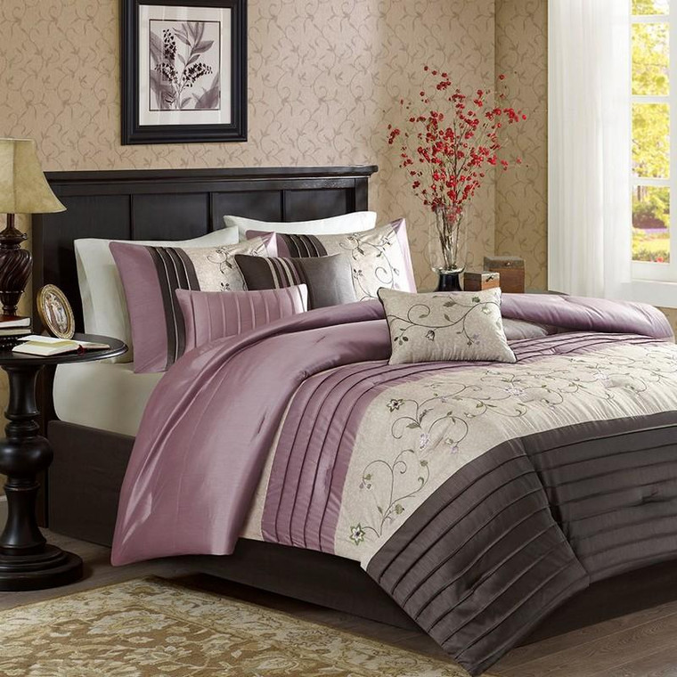 Madison Park Serene Embroidered 7 Piece Comforter Set -Queen MP10-3446 By Olliix