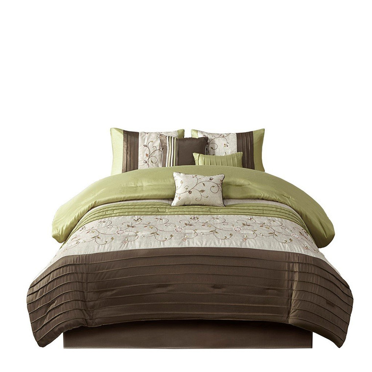 Madison Park Serene Embroidered 7 Piece Comforter Set -Queen MP10-636 By Olliix