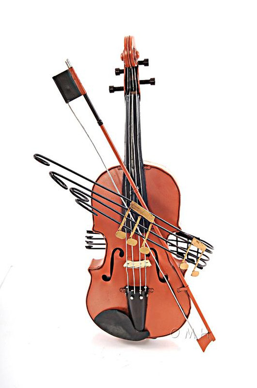 AJ027 Decoration Orange Vintage Violin by Old Modern Handicrafts