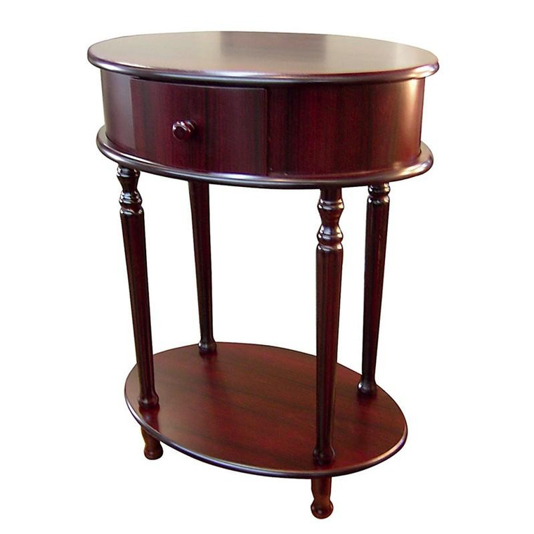 H-114 Ore International 28 Inch Cherry Oval Side Table