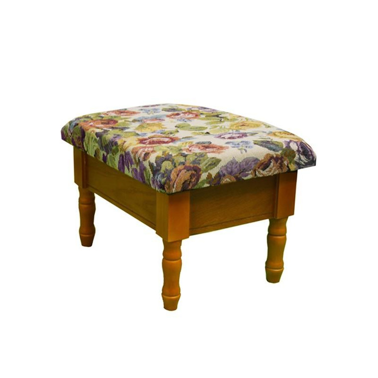 H-51 Ore International Oak Foot Stool With Storage