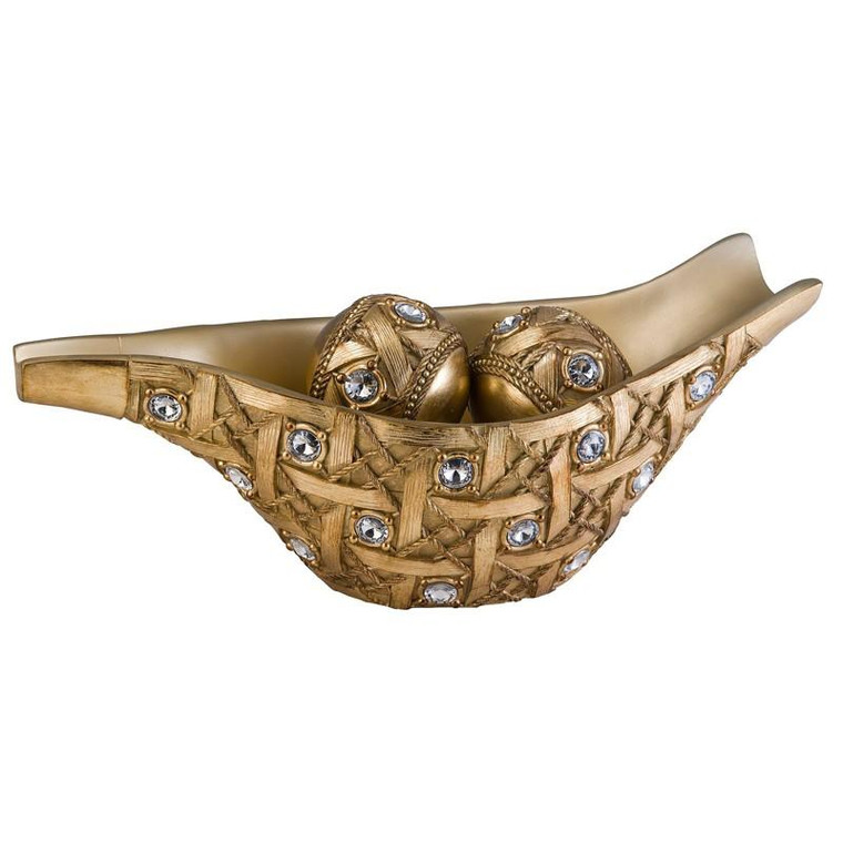 K-4260B Ore International 7.75in. Gold Mahla Decorative Bowl w/ Spheres